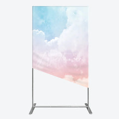 Aperturee - Aperturee Dreamy Pastel Sky Cloud Gradient Rectangle Arch Backdrop Blue Pink Orange Photography Background for Baby Shower