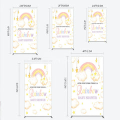 Aperturee - Aperturee Dreamy Pastel Watercolor Rainbow Clouds and Stars Rectangle Arch Backdrop for Baby Shower Party