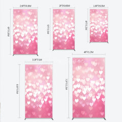 Aperturee - Aperturee Dreamy Pink and White Heart Bokeh Rectangle Arch Backdrop Romantic Valentine’s Day Wedding or Baby Shower Party Decor