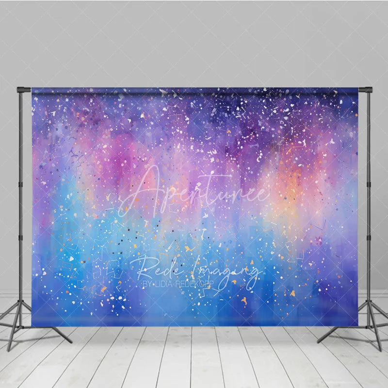 Aperturee - Aperturee Dreamy Purple Pink Blue Abstract Watercolor Photography Backdrop Colorful Splatter Art for Studio Portrait
