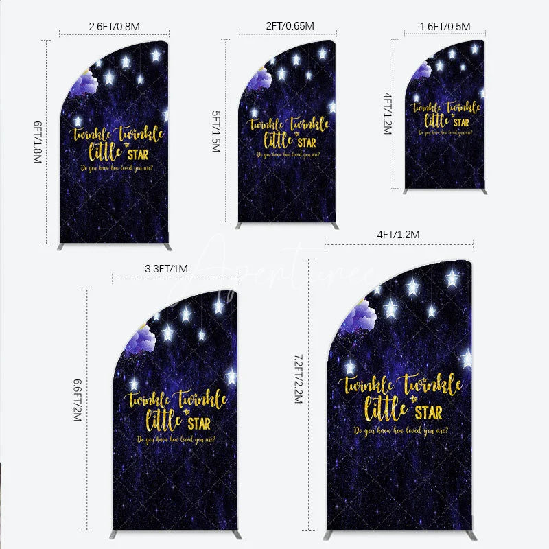 Aperturee - Aperturee Dreamy Starry Night Half Moon Arch Backdrop with Twinkle Little Star Quote for Baby Shower Party