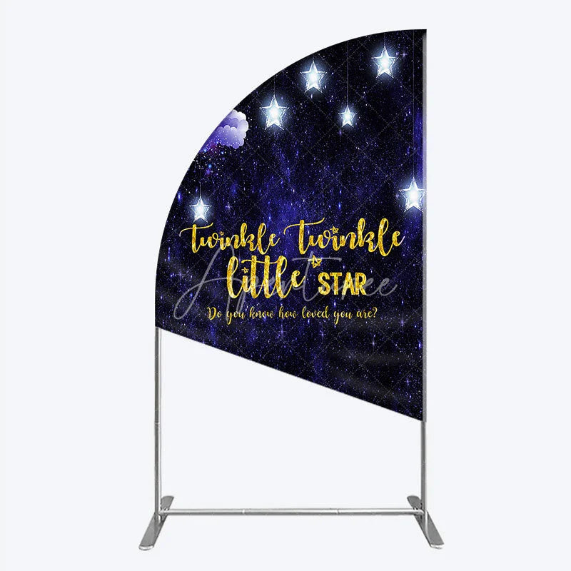 Aperturee - Aperturee Dreamy Starry Night Half Moon Arch Backdrop with Twinkle Little Star Quote for Baby Shower Party
