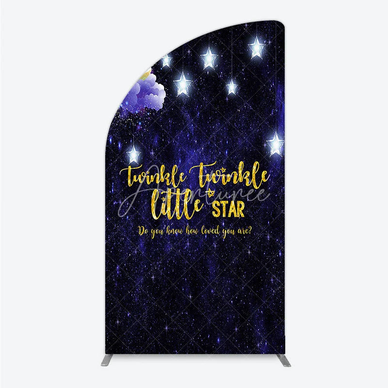 Aperturee - Aperturee Dreamy Starry Night Half Moon Arch Backdrop with Twinkle Little Star Quote for Baby Shower Party