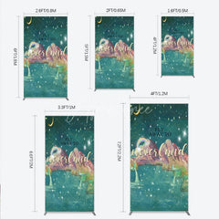Aperturee - Aperturee Dreamy Starry Night Rectangle Arch Backdrop with Rainbow and Mermaid Tails Magical Fantasy Island Party Decor