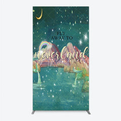 Aperturee - Aperturee Dreamy Starry Night Rectangle Arch Backdrop with Rainbow and Mermaid Tails Magical Fantasy Island Party Decor