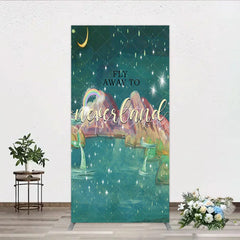 Aperturee - Aperturee Dreamy Starry Night Rectangle Arch Backdrop with Rainbow and Mermaid Tails Magical Fantasy Island Party Decor
