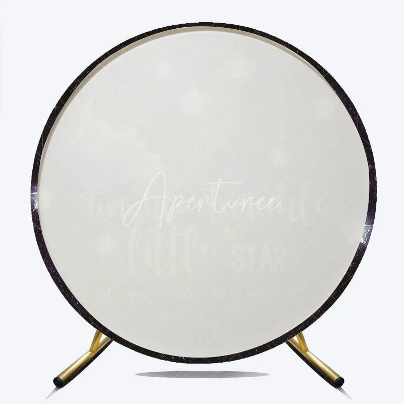 Aperturee - Aperturee Dreamy Twinkle Twinkle Little Star Round Backdrop with Moon and Stars Purple Night Sky Baby Shower Birthday Party