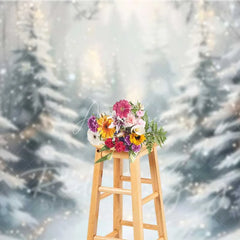 Aperturee - Aperturee Dreamy Winter Forest Backdrop Snowy Pine Trees Bokeh Lights Soft Focus Nature Photo Background