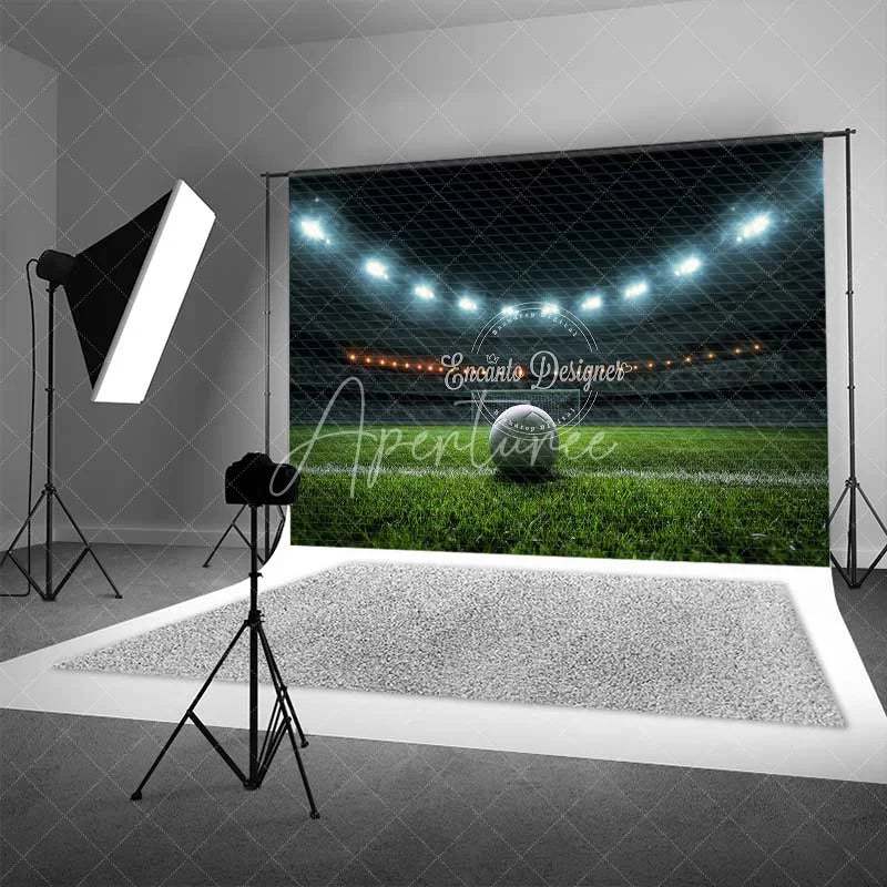 Aperturee - Aperturee Dynamic Soccer Stadium Night Game Backdrop Bright Field Lights Sports Photography Birthday Party Decor