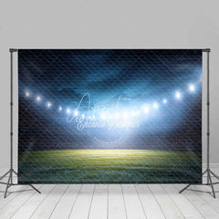 Aperturee - Aperturee Dynamic Sports Stadium Photography Backdrop Bright Lights Green Field Night Sky Background for Events