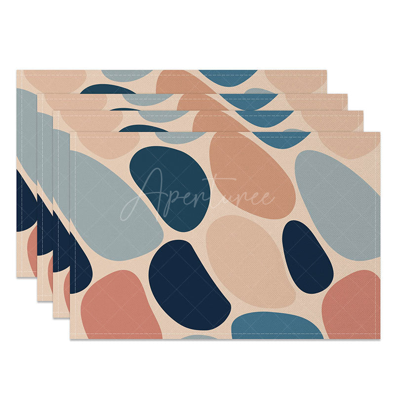 Aperturee - Aperturee Earth Tone Pebble Placemats Set of 4 Realistic Stone Print for Rustic and Natural Kitchen Dining Decor