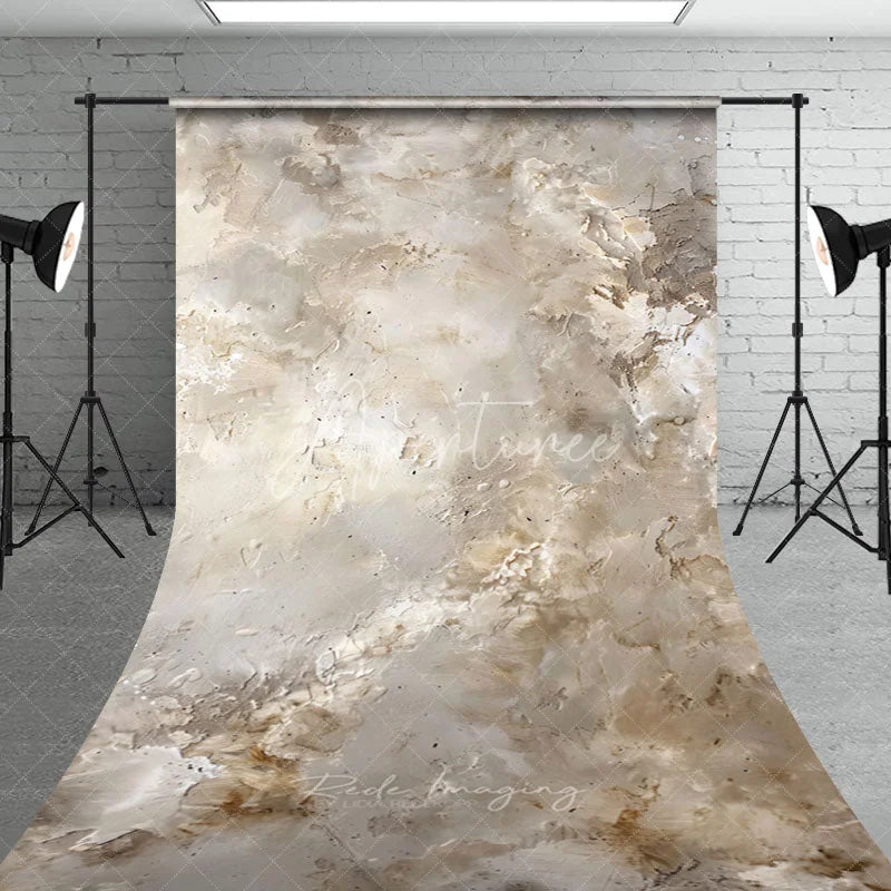 Aperturee - Aperturee Earthy Neutral Textured Sweep Backdrop Rustic Beige and Brown Plaster Wall Photography Background