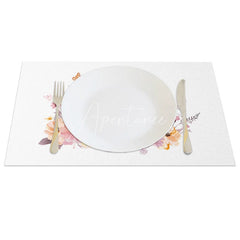 Aperturee - Aperturee Easter Set of 4 Placemats White Rabbit Flower Crown Spring Butterfly Floral Dining Table Mats