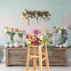 Aperturee - Aperturee Easter Spring Floral Table Setting Backdrop Glitter Eggs and Fresh Flowers Party Decoration