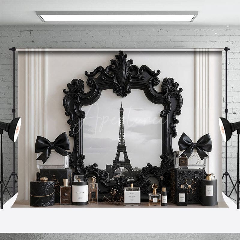 Aperturee - Aperturee Eiffel Tower Retro Luxury Perfume Photo Backdrop