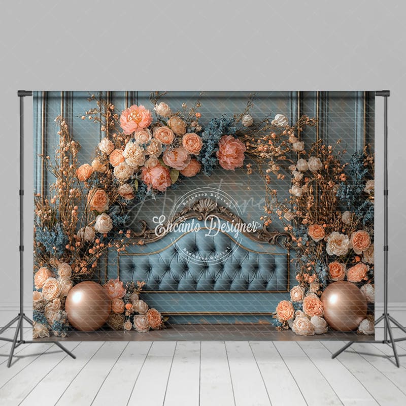 Aperturee - Aperturee Elegant And Floral Sweet Headboard Wedding Backdrop