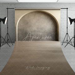 Aperturee - Aperturee Elegant Archway Textured Wall Sweep Backdrop Modern Minimalist Grey and Beige Photography Studio Decor