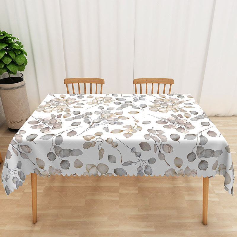 Aperturee - Aperturee Elegant Autumn Rectangle Tablecloth with Falling Leaves for Thanksgiving and Sophisticated Fall Decor