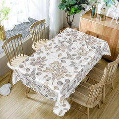 Aperturee - Aperturee Elegant Autumn Rectangle Tablecloth with Falling Leaves for Thanksgiving and Sophisticated Fall Decor