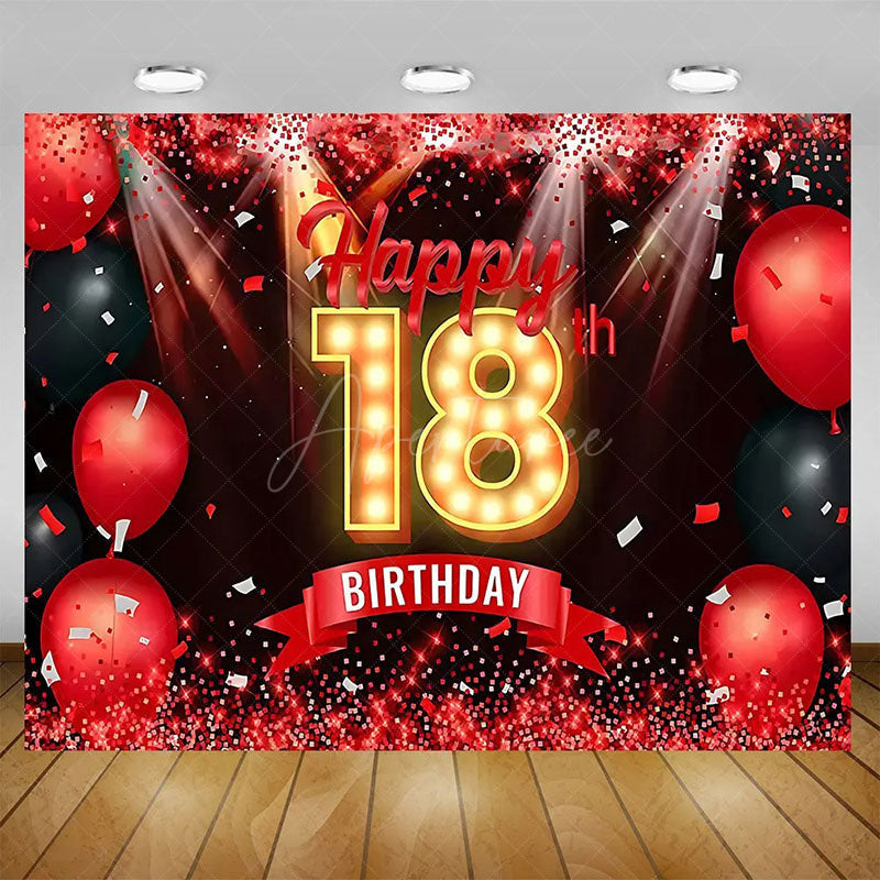 Aperturee - Aperturee Elegant Balloons Glitter Happy 18th Birthday Backdrop Sparkle Diamonds Womens Party Decor
