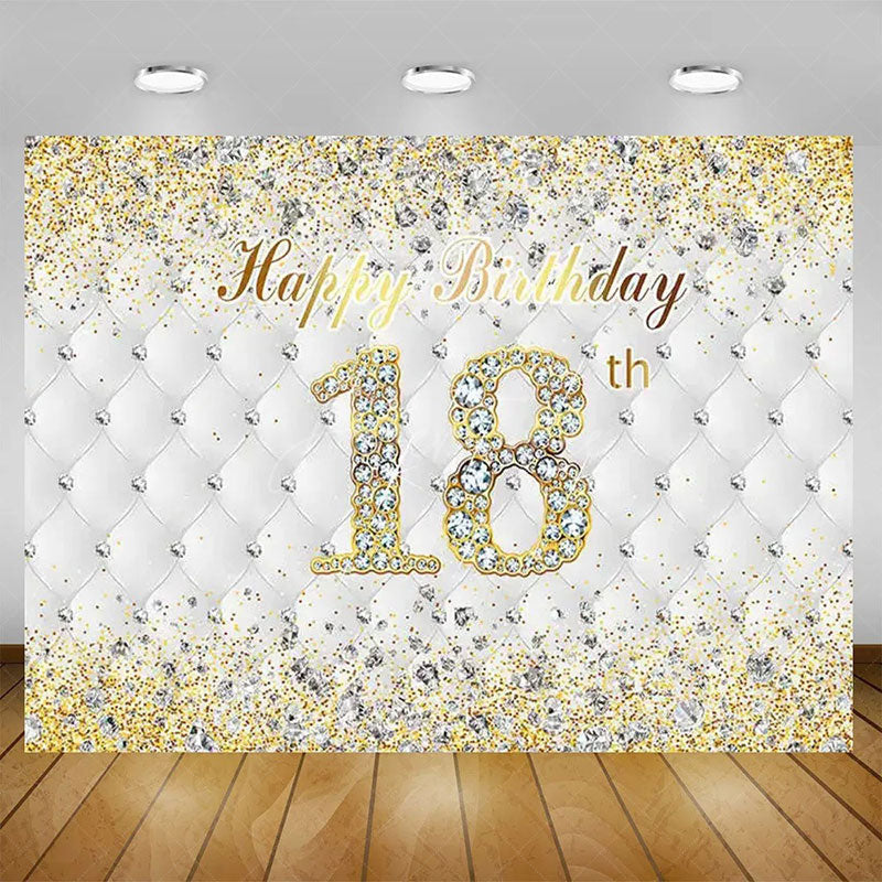 Aperturee - Aperturee Elegant Balloons Glitter Happy 18th Birthday Backdrop Sparkle Diamonds Womens Party Decor