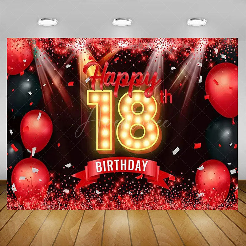 Aperturee - Aperturee Elegant Balloons Glitter Happy 18th Birthday Backdrop Sparkle Diamonds Womens Party Decor