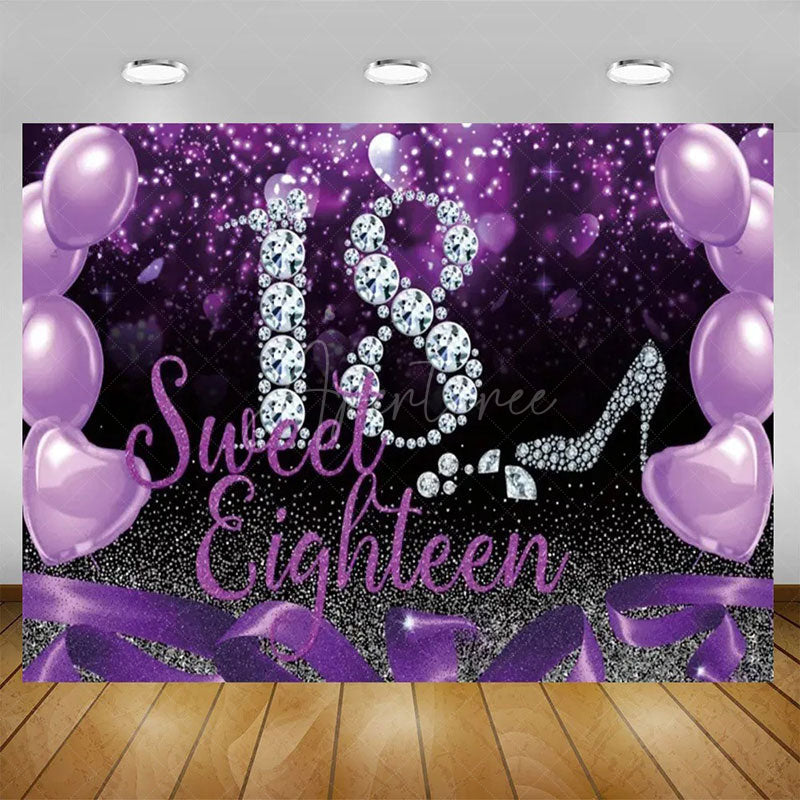 Aperturee - Aperturee Elegant Balloons Glitter Happy 18th Birthday Backdrop Sparkle Diamonds Womens Party Decor