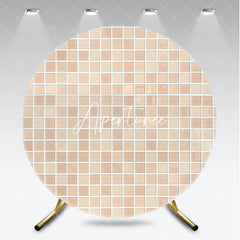 Aperturee - Aperturee Elegant Beige and Cream Mosaic Tile Pattern Round Backdrop Neutral Textured Background for Versatile Decor