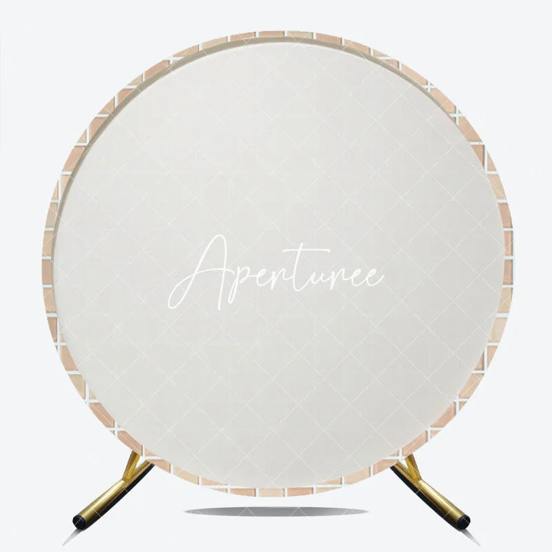 Aperturee - Aperturee Elegant Beige and Cream Mosaic Tile Pattern Round Backdrop Neutral Textured Background for Versatile Decor
