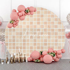 Aperturee - Aperturee Elegant Beige and Cream Mosaic Tile Pattern Round Backdrop Neutral Textured Background for Versatile Decor