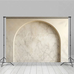 Aperturee - Aperturee Elegant Beige Marble Arch Photography Backdrop Modern Minimalist Studio Photo Prop for Product and Portrait