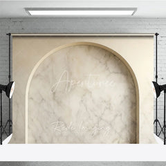 Aperturee - Aperturee Elegant Beige Marble Arch Photography Backdrop Modern Minimalist Studio Photo Prop for Product and Portrait