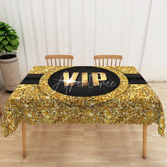 Aperturee - Aperturee Elegant Black and Gold Glitter Tablecloth Modern Sparkle Decor for Birthday Anniversary or Holiday Party