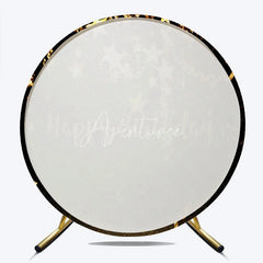 Aperturee - Aperturee Elegant Black and Gold Happy Birthday Round Backdrop Sparkling Stars and Glitter for Party Celebration