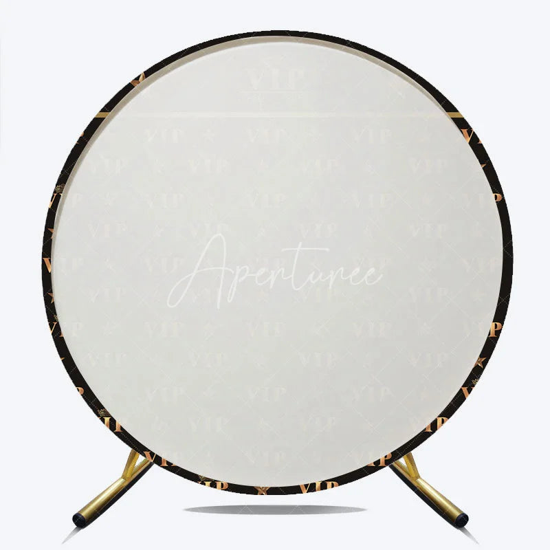 Aperturee - Aperturee Elegant Black and Gold VIP Red Carpet Event Round Backdrop with Stars for Exclusive Party Decor and Photo Booth