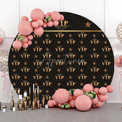 Aperturee - Aperturee Elegant Black and Gold VIP Red Carpet Event Round Backdrop with Stars for Exclusive Party Decor and Photo Booth