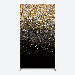 Aperturee - Aperturee Elegant Black Gold Glitter Birthday Rectangle Backdrop