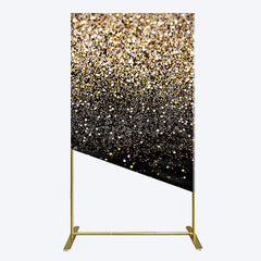 Aperturee - Aperturee Elegant Black Gold Glitter Birthday Rectangle Backdrop