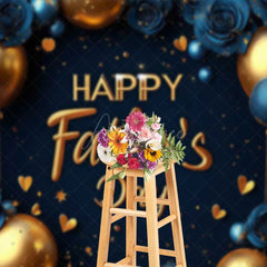 Aperturee - Aperturee Elegant Blue Floral Balloons Fathers Day Backdrop