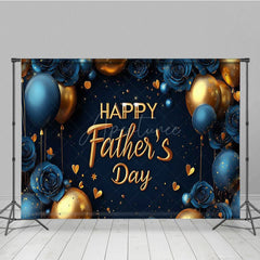 Aperturee - Aperturee Elegant Blue Floral Balloons Fathers Day Backdrop