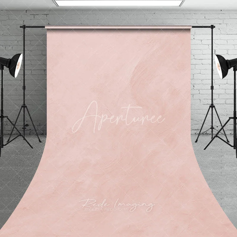Aperturee - Aperturee Elegant Blush Pink Textured Sweep Backdrop Soft Aesthetic Plaster Wall Photography Background for Portraits