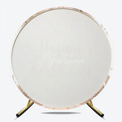 Aperturee - Aperturee Elegant Boho Happy Birthday Round Backdrop featuring Pampas Grass Blush Roses and Gold Glitter Butterflies.