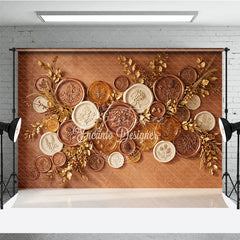 Aperturee - Aperturee Elegant Bronze and Gold Embossed Botanical Photography Backdrop Autumn Harvest Theme for Fall Decor