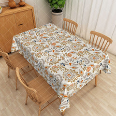 Aperturee - Aperturee Elegant Classical Orange Grey Blue Flower Tablecloth