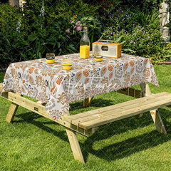 Aperturee - Aperturee Elegant Classical Orange Grey Blue Flower Tablecloth