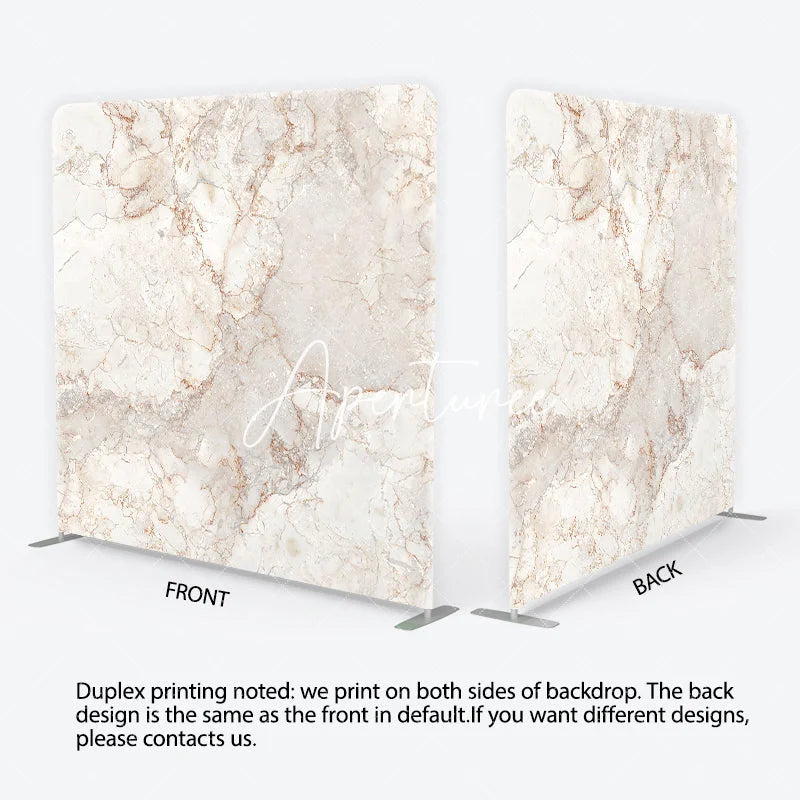 Aperturee - Aperturee Elegant Cream and Brown Marble Texture Square Double-Sided Backdrop Natural Stone Veins Photography Background