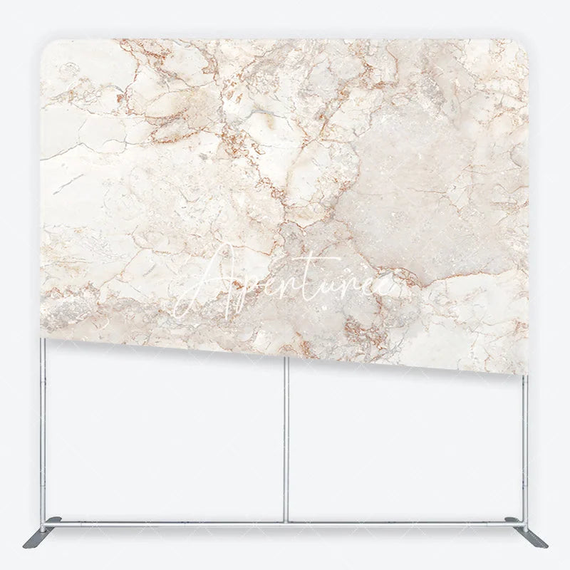 Aperturee - Aperturee Elegant Cream and Brown Marble Texture Square Double-Sided Backdrop Natural Stone Veins Photography Background
