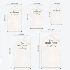Aperturee - Aperturee Elegant Cream Little Pearl Baby Shower Half Moon Arch Backdrop Nautical Seashell and Pearl Design