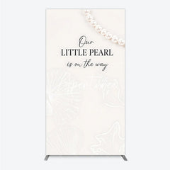 Aperturee - Aperturee Elegant Creamy White Pearl and Seashell Rectangle Arch Backdrop Our Little Pearl is on the Way Baby Shower Decor