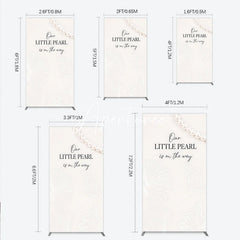 Aperturee - Aperturee Elegant Creamy White Pearl and Seashell Rectangle Arch Backdrop Our Little Pearl is on the Way Baby Shower Decor